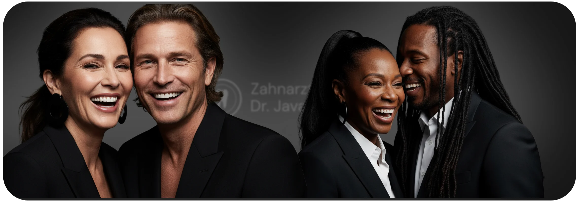 Zwei Paare unterschiedlicher Hautfarbe